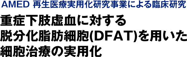 AMED 再生医療実用化研究事業による臨床研究
重症下肢虚血に対する脱分化脂肪細胞(DFAT)を用いた細胞治療の実用化